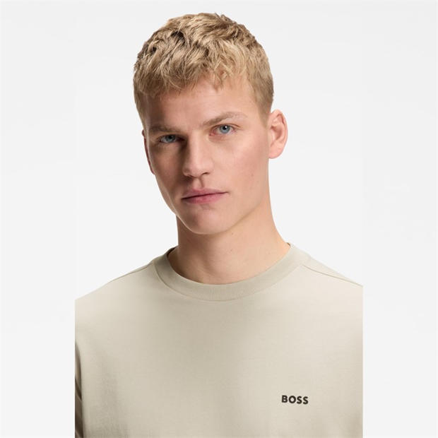 Light Beige - Boss - Mens BOSS GREEN T-Shirt with Logo Design Stretch Cotton