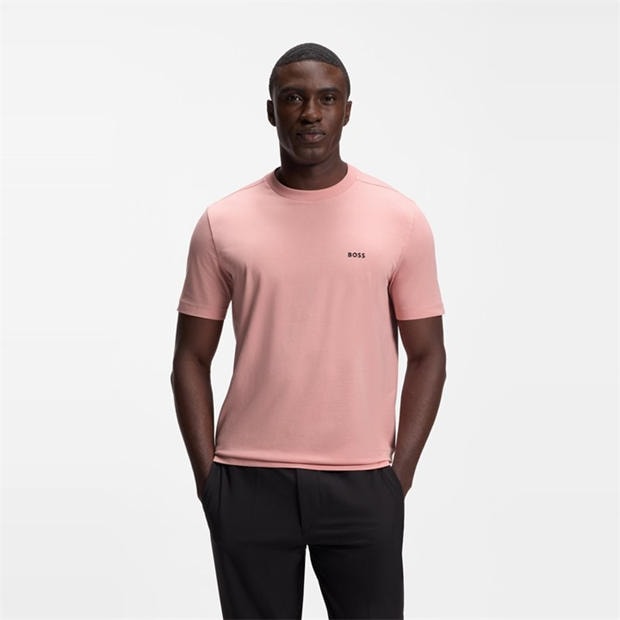 Pink 686 - Boss - Mens BOSS GREEN T-Shirt with Logo Design Stretch Cotton