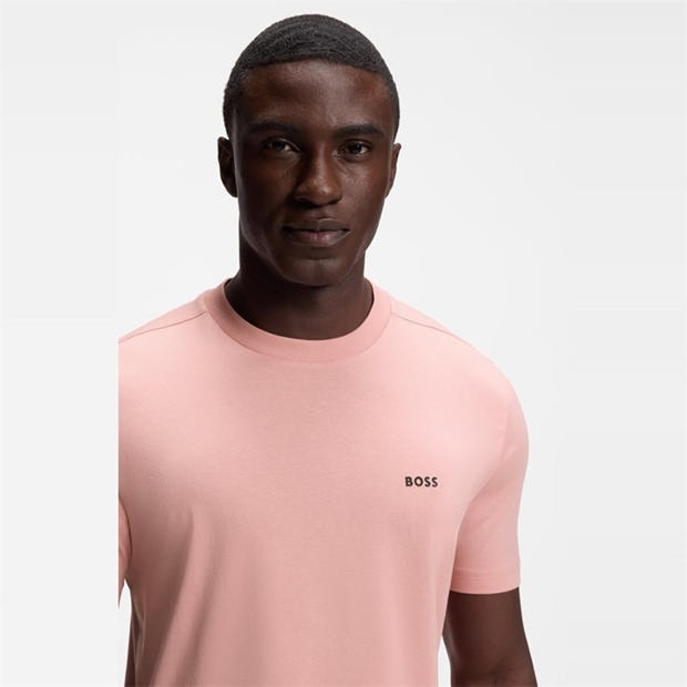 Pink 686 - Boss - Mens BOSS GREEN T-Shirt with Logo Design Stretch Cotton