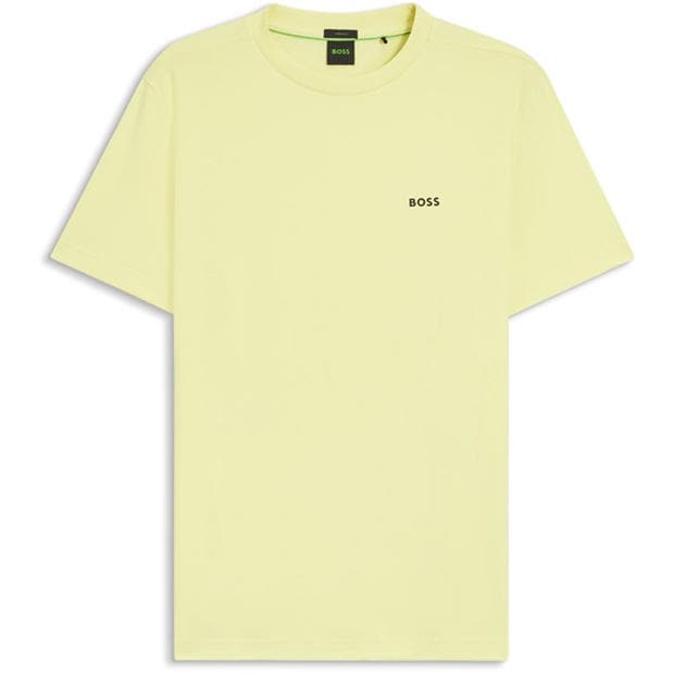 Yellow - Boss - Mens BOSS GREEN T-Shirt with Logo Design Stretch Cotton