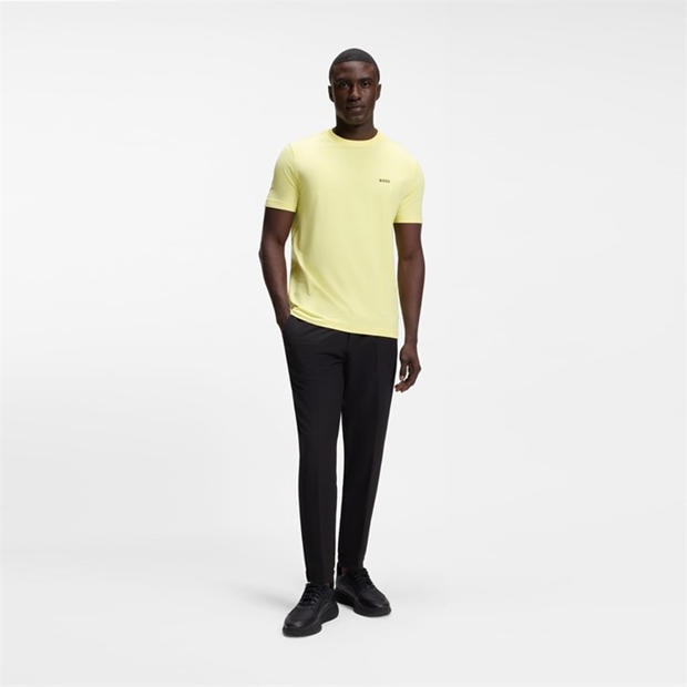 Yellow - Boss - Mens BOSS GREEN T-Shirt with Logo Design Stretch Cotton