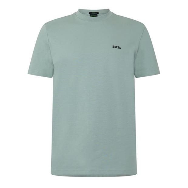 Green 357 - Boss - Mens BOSS GREEN T-Shirt with Logo Design Stretch Cotton