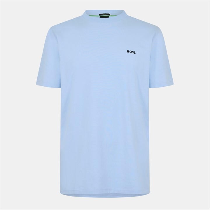 Boss Men' Blue Green T-Shirt With Logo Design Stretch Cotton in Size S, Sports Direct