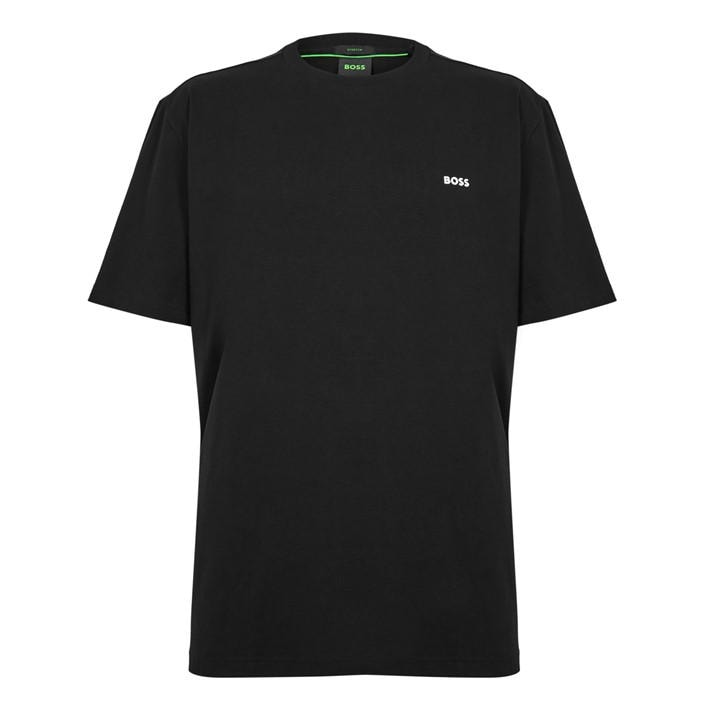 Boss Men's Black Green T-Shirt With Logo Design Stretch Cotton in Size L, Sports Direct