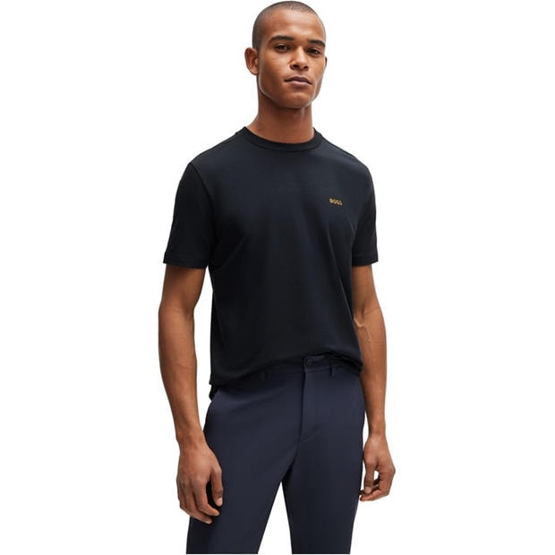 Dark Blue - Boss - Mens BOSS GREEN T-Shirt with Logo Design Stretch Cotton