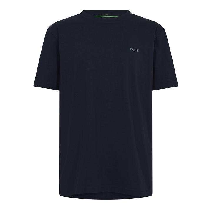 Boss Men's Blue Green T-Shirt With Logo Design Stretch Cotton in Size L, Sports Direct