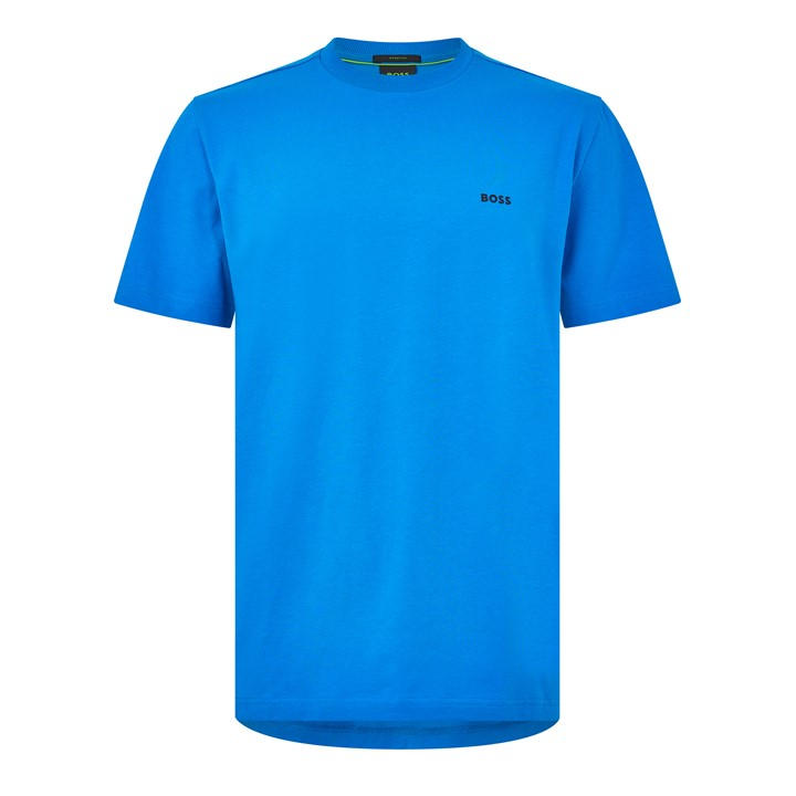 Boss Men's Blue Green T-Shirt With Logo Design Stretch Cotton in Size 2XL, Sports Direct