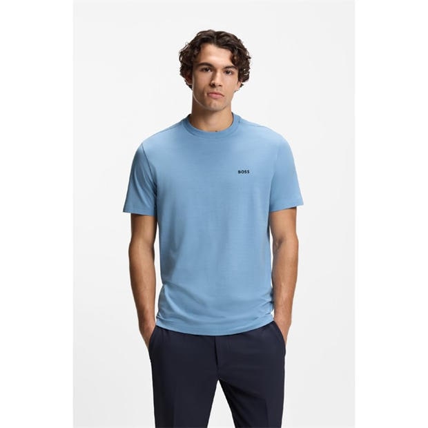 Open Blue - Boss - Mens BOSS GREEN T-Shirt with Logo Design Stretch Cotton
