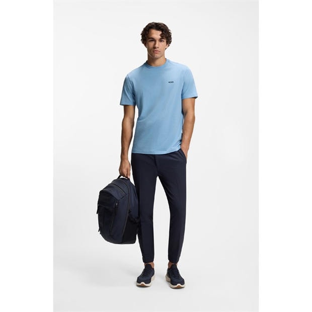 Open Blue - Boss - Mens BOSS GREEN T-Shirt with Logo Design Stretch Cotton