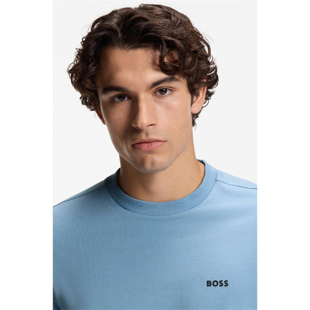 Open Blue - Boss - Mens BOSS GREEN T-Shirt with Logo Design Stretch Cotton