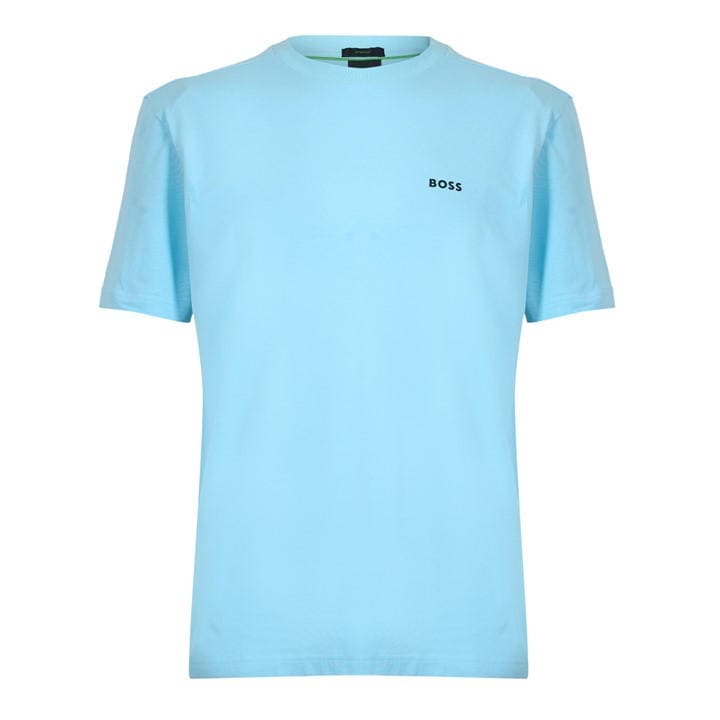 Boss Men's Blue Green T-Shirt With Logo Design Stretch Cotton in Size XL, Sports Direct