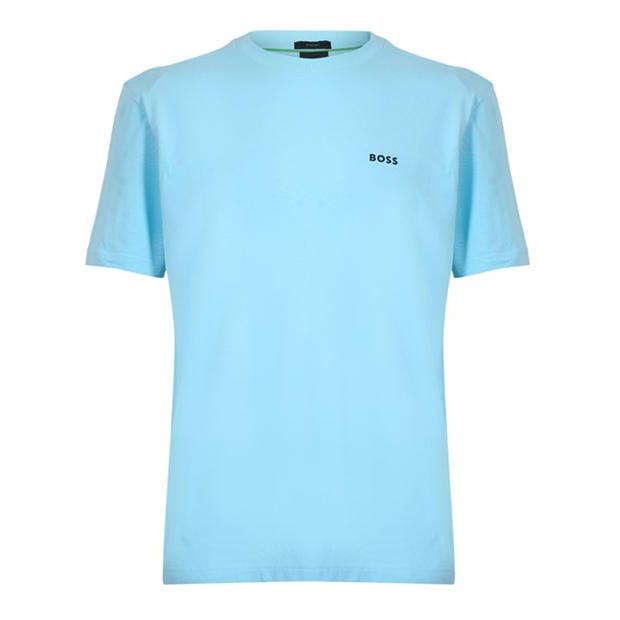 Light Blue 456 - Boss - Mens BOSS GREEN T-Shirt with Logo Design Stretch Cotton