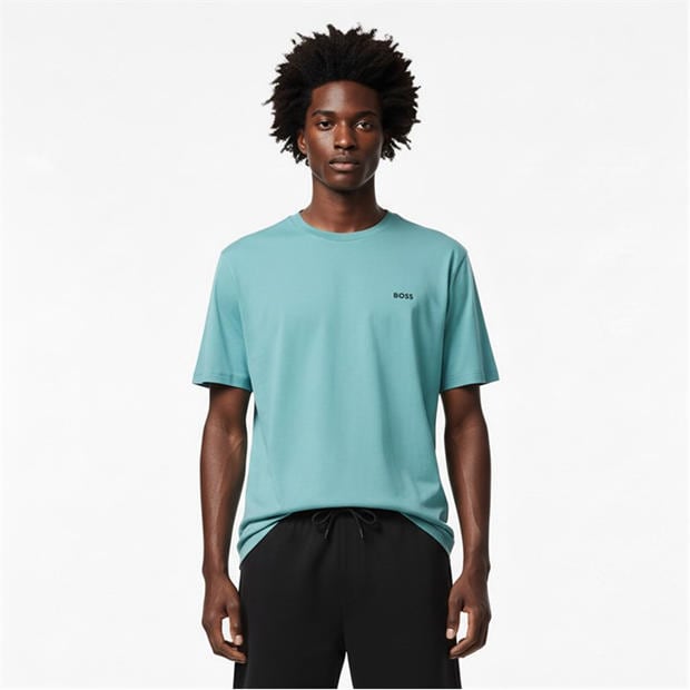 Aqua 445 - Boss - Mens BOSS GREEN T-Shirt with Logo Design Stretch Cotton