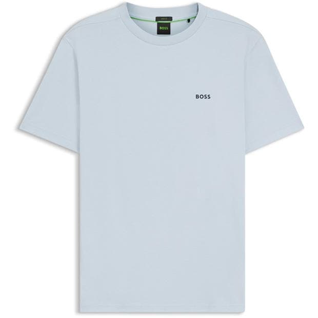 Light Blue - Boss - Mens BOSS GREEN T-Shirt with Logo Design Stretch Cotton
