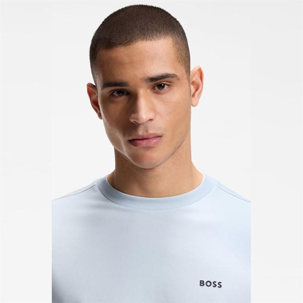 Light Blue - Boss - Mens BOSS GREEN T-Shirt with Logo Design Stretch Cotton
