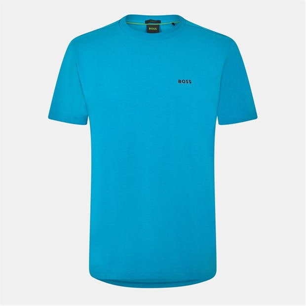 Turquoise/Aqua - Boss - Mens BOSS GREEN T-Shirt with Logo Design Stretch Cotton