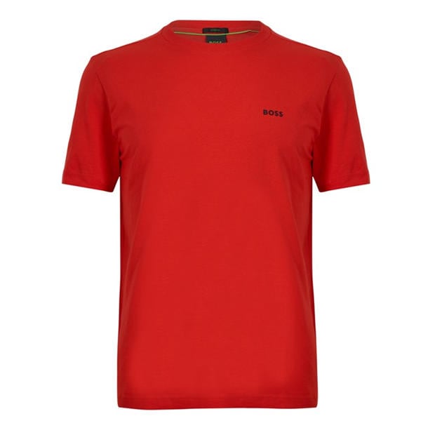 Red 646 - Boss - Mens BOSS GREEN T-Shirt with Logo Design Stretch Cotton
