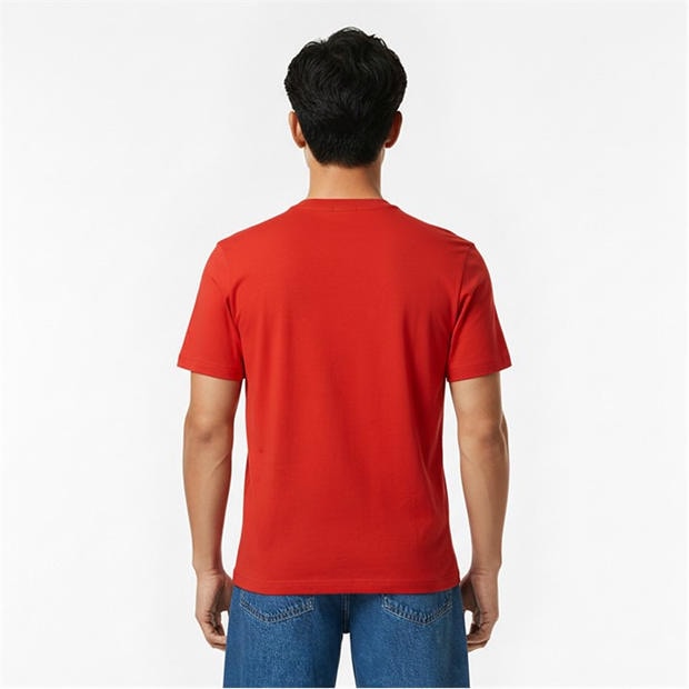 Red 646 - Boss - Mens BOSS GREEN T-Shirt with Logo Design Stretch Cotton