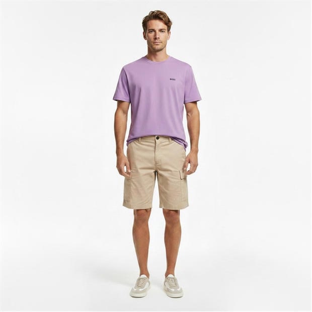 Lilac 536 - Boss - Mens BOSS GREEN T-Shirt with Logo Design Stretch Cotton