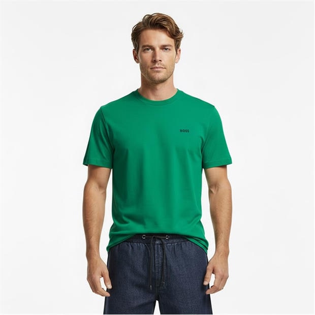 Green 319 - Boss - Mens BOSS GREEN T-Shirt with Logo Design Stretch Cotton