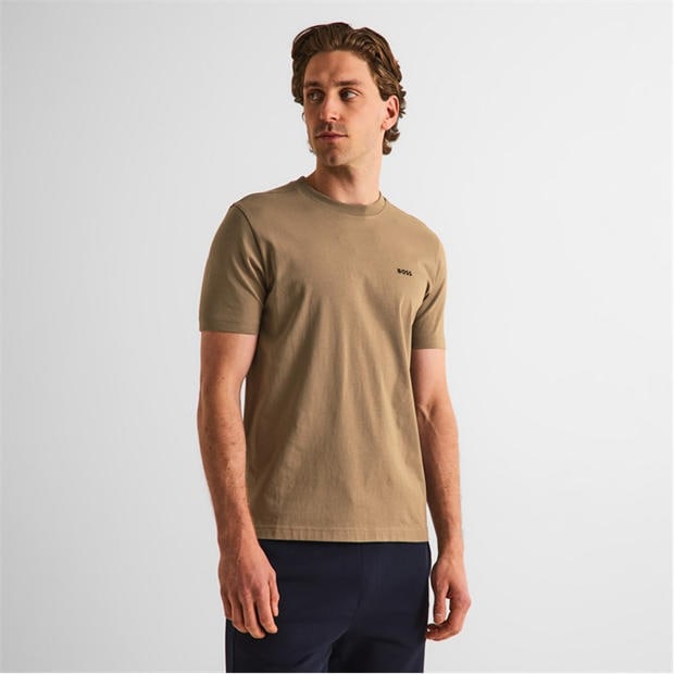 Grey 336 - Boss - Mens BOSS GREEN T-Shirt with Logo Design Stretch Cotton
