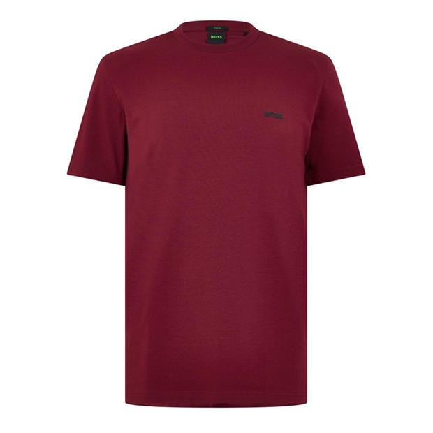Burgundy 654 - Boss - Mens BOSS GREEN T-Shirt with Logo Design Stretch Cotton