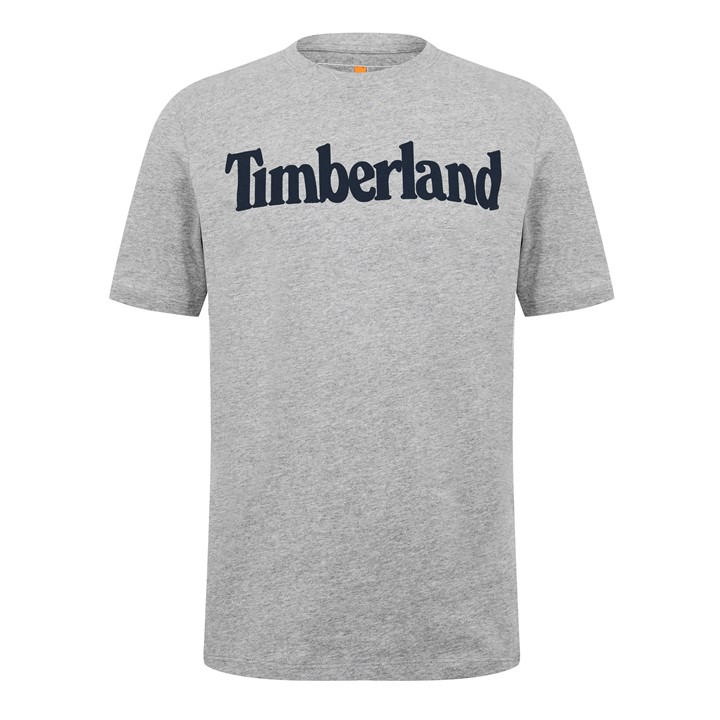 Timberland Men' Grey Wordmark Logo T-Shirt in Size S, Sports Direct