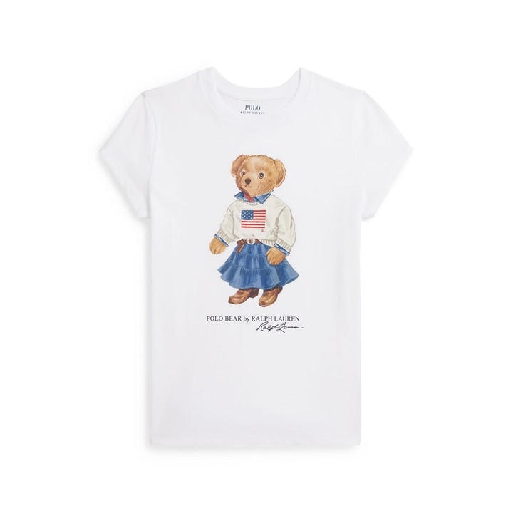 Polo Ralph Lauren Girls White Kids' Bear T-Shirt in Size 3 - 4 Years, Sports Direct
