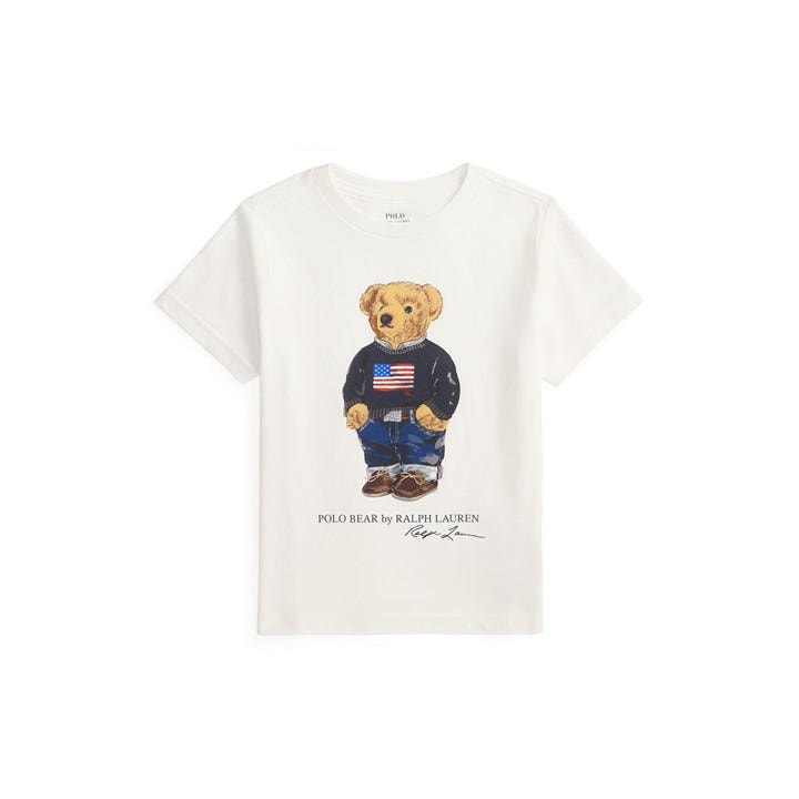 Polo Ralph Lauren Boys White Kids' Bear T-Shirt, Sports Direct