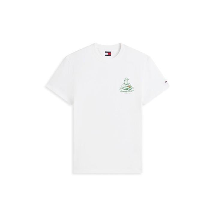 Tommy Jeans Men's White Tj Nvtly Pizza T Sn64 in Size L, Sports Direct