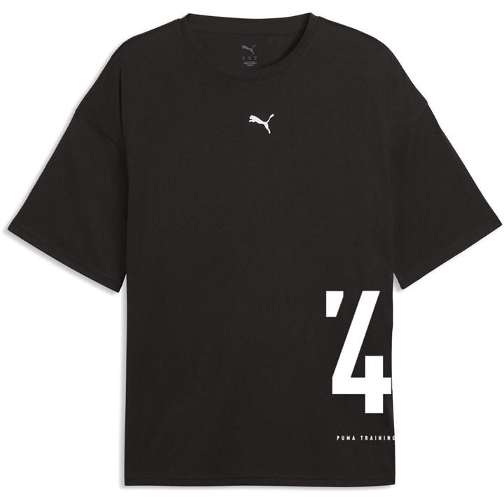Puma Men' Black Graphic Oversized T-Shirt in Size S, Sports Direct