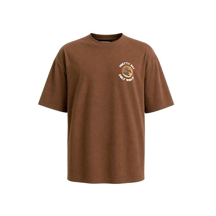 Pretty Boy Ugly World Men's Brown Pbuw New World T-Shirt in Size M, Sports Direct