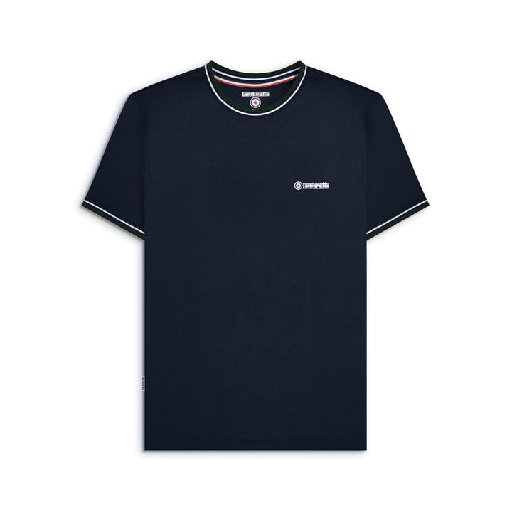Lambretta Men' Blue Twin Tip Pique T-Shirt in Size S, Sports Direct