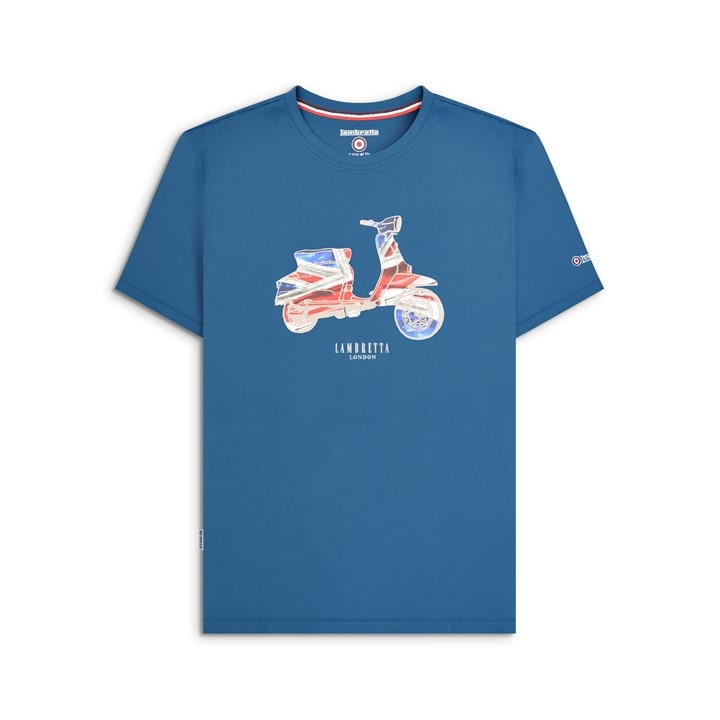 Lambretta Men's Blue Scooter Flag Tee in Size 2XL, Sports Direct