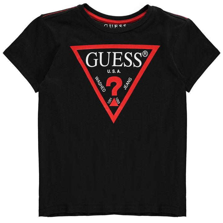 Guess Boys Black Logo T Shirt in Size 13 - 14 Years, Sports Direct