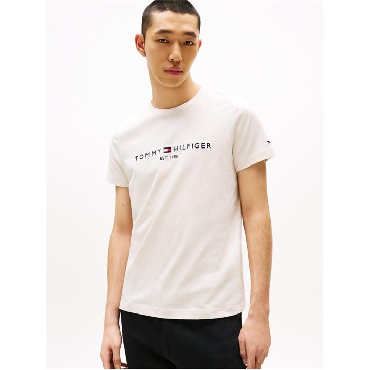 Tommy Hilfiger Men's Cream Short-Sleeved T-Shirt in Size 2XL, Sports Direct