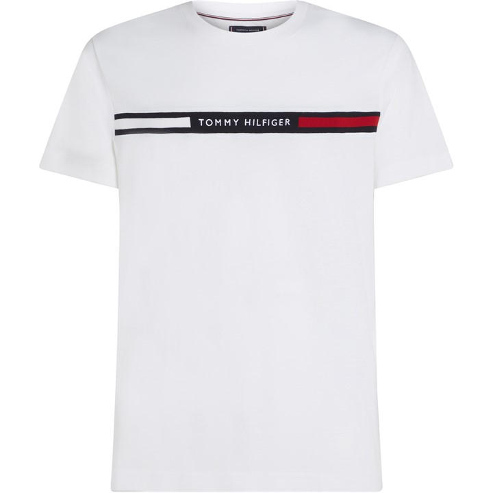 Tommy Hilfiger Men's White Logo Panel T-Shirt in Size 2XL, Sports Direct