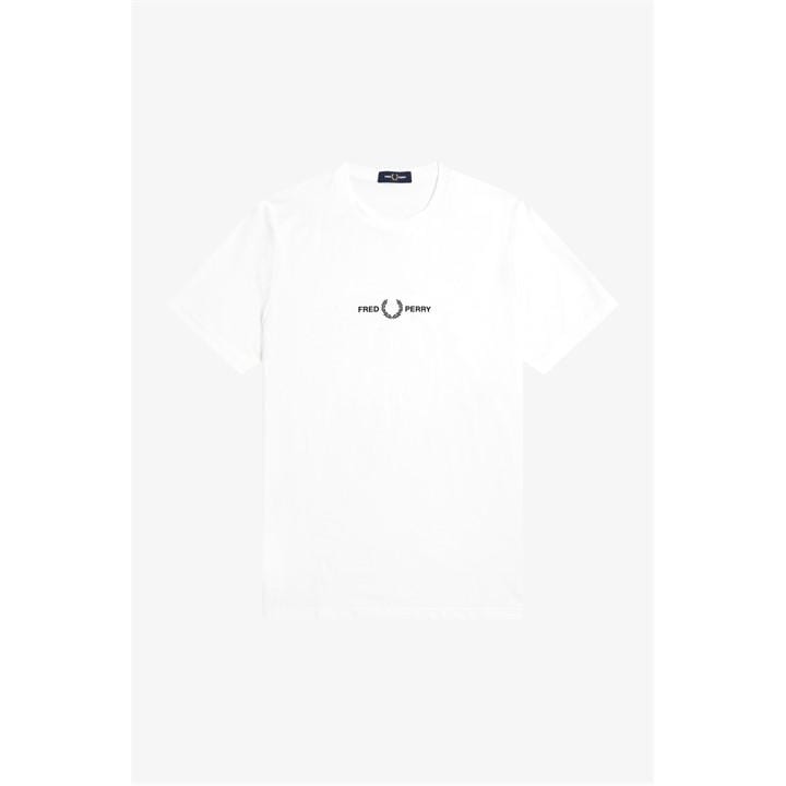 Fred Perry Men's White Embroidered Logo T Shirt in Size L, Sports Direct