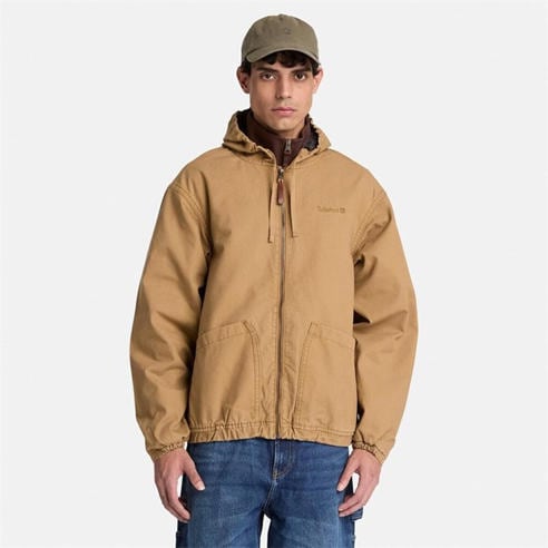 Timberland - Men's Cotton Canvas Hooded Long-Sleeve Bomber Jacket