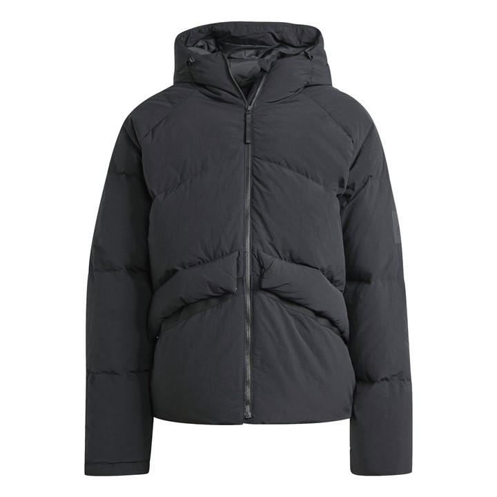 Adidas Men's Black Big Baffle Water Resistant Duck Down Long Sleeve Down Jacket in Size M, Sports Direct