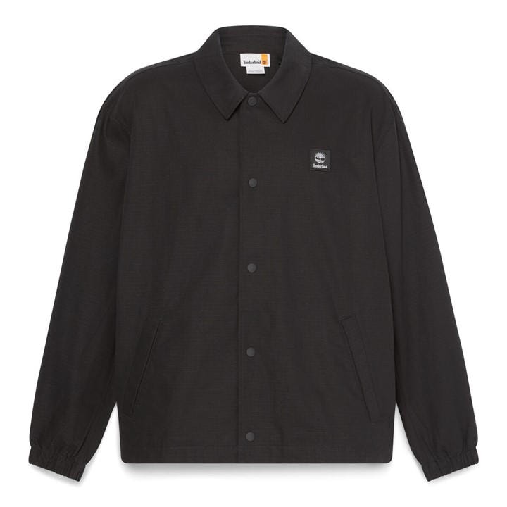 Timberland Men' Black Woven Badge Ripstop Coach Jacket in Size S, Sports Direct