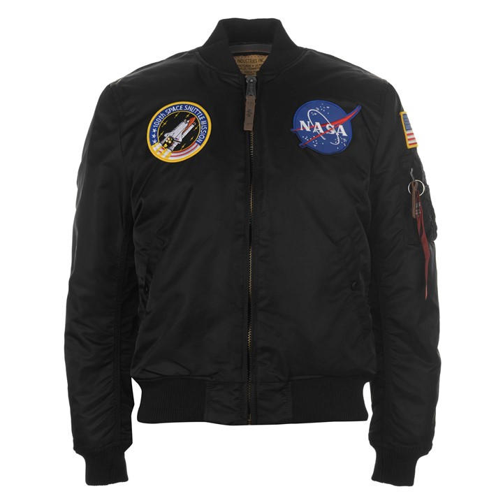 Alpha Industries Men's Black Ma Vf Nasa Long Sleeve Bomber Jacket in Size XL, Sports Direct
