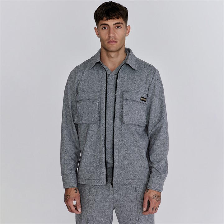 Siksilk Men's Grey Smart Overshirt in Size L, Sports Direct