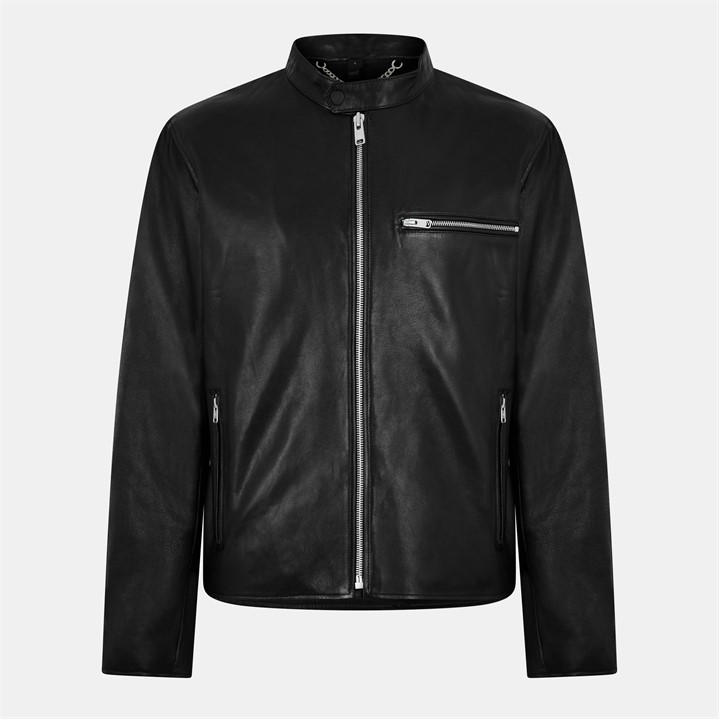 Belstaff Men' Black Track Racer Leather Tailored Fit Jacket in Size S, Sports Direct