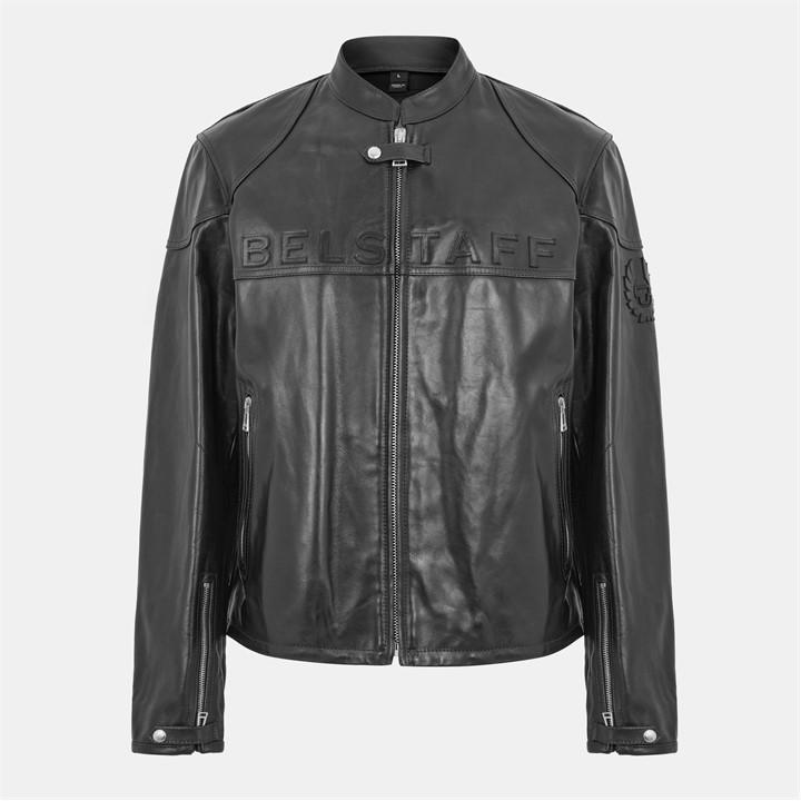 Belstaff Men's Black Leather Jacket in Size L, Sports Direct