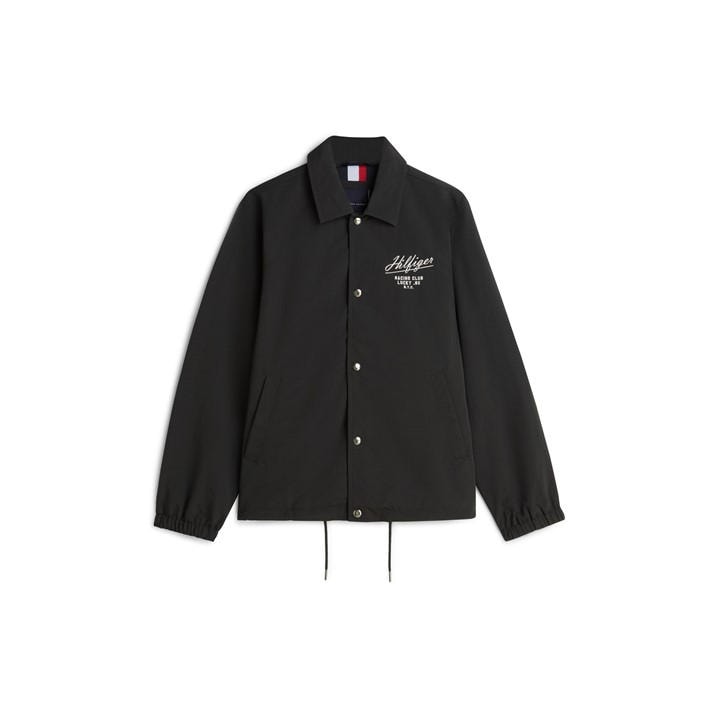 Tommy Hilfiger Men's Black Racing Coach Jacket in Size L, Sports Direct