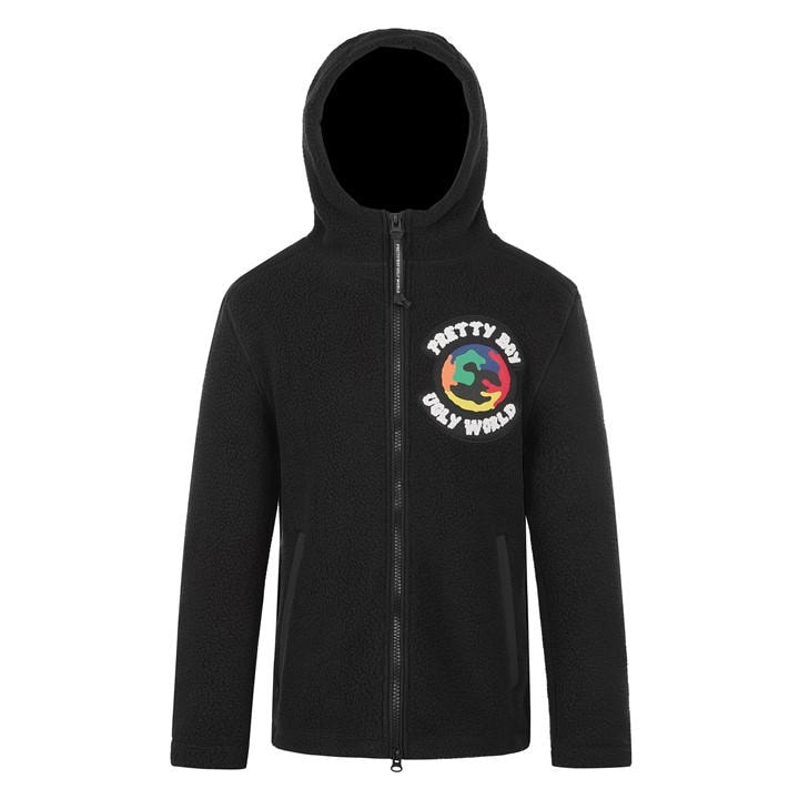 Pretty Boy Ugly World Men's Black Textured Sherpa Jacket in Size M, Sports Direct
