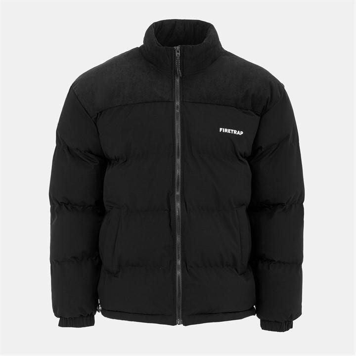 Firetrap Men's Black Full Zip Funnel Neck Long Sleeve Puffer Jacket in Size XS, Sports Direct