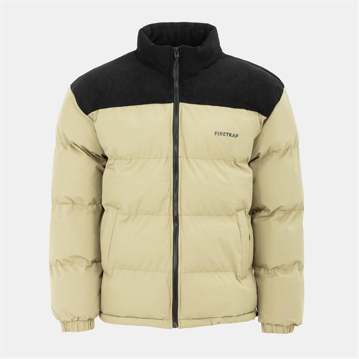 Firetrap Men's Green Full Zip Funnel Neck Long Sleeve Puffer Jacket in Size XS, Sports Direct