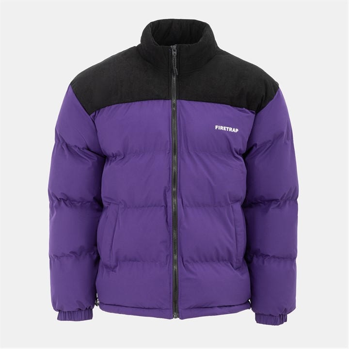 Firetrap Men' Purple Full Zip Funnel Neck Long Sleeve Puffer Jacket in Size S, Sports Direct